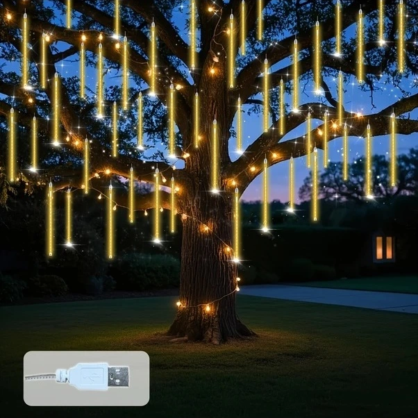 Trendooze Yas Parıltılı 192 Led 8 Tüp 118 İnç Mavi Usb Dekor Işık