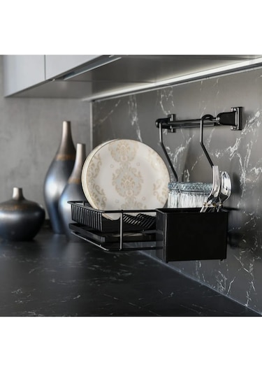 Hagen Ömür Boyu Paslanmaz Askılı Bulaşıklık Siyah