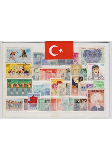 38 Çeşit Cumhuriyet Dönemi Damgalı Pul. Kartelasında.