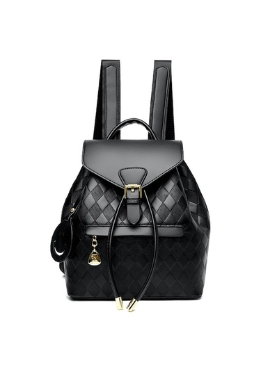 Büyük Kapasite Şık Tarz Moda Kadın Sırt Çantası Siyah Siyah