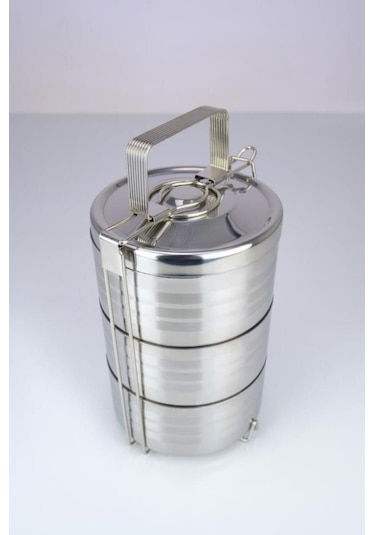 Digithome 3 Lü Çelik Hazneli Yemek Taşıma Saklama Ve Sefer Tası İş Ofis Okul İçin Gri - Yk1091 C320.025