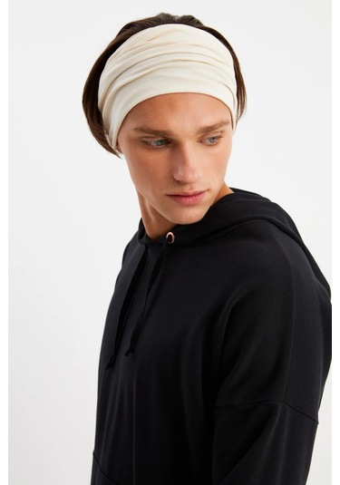 Erkek 4 Fonksiyonlu Koruyucu Pamuklu, Esnek, Terletmez, Bandana, Boyunluk, Maske - Tek Ebat / Bej Bej