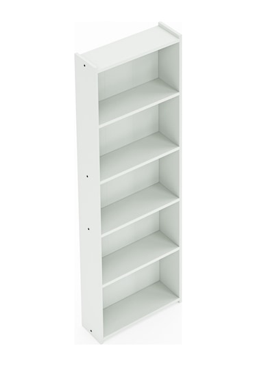Kts2 Modern Kitaplık / 5 Raflı - 60x180 Cm - Beyaz