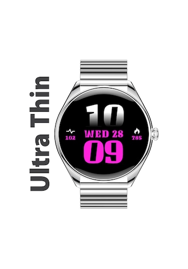 Ultra Thin Yuvarlak Çelik Kasa Metal Kordon Akıllı Saat  (İthalatçı Garantili)