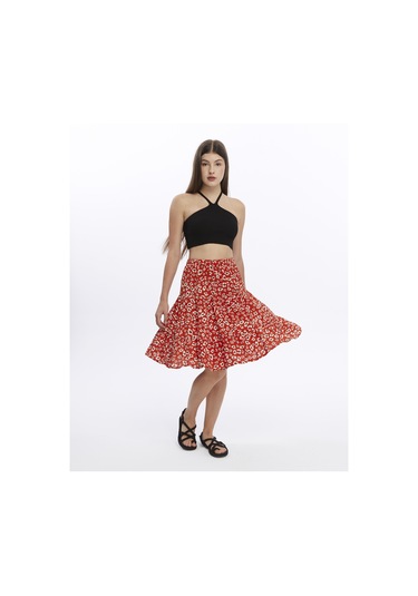 Vera Midi Boy Şort Etek-3232 Çok Renkli