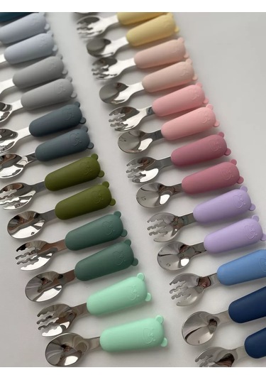 Zubastiki Store Bebek İçin Silikon Kaşık Ve Çatal Yemek Takımları 154097717 Naneli