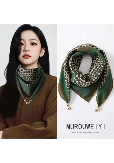 Prosperlink Lüks Manyetik Toka Çizgili İpek Eşarp - Kadın Bahar/sonbahar Moda Boyun Sarar Aksesuarone Sizekadın Altın