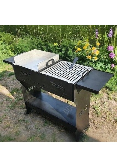 Ayaklı Barbekü Büyük Portatif Mangal Ve Izgaraları Siyah