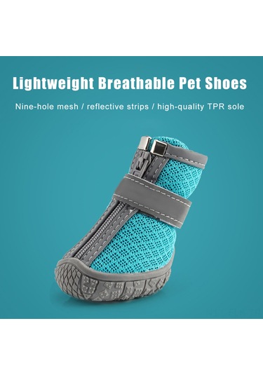 Xindoker Küçük Köpekler İçin Nefes Alabilir Yürüyüş Ayakkabısı, Gece Görünürlüklü Pati Koruyucu, 4'lü Set, Kahverengi