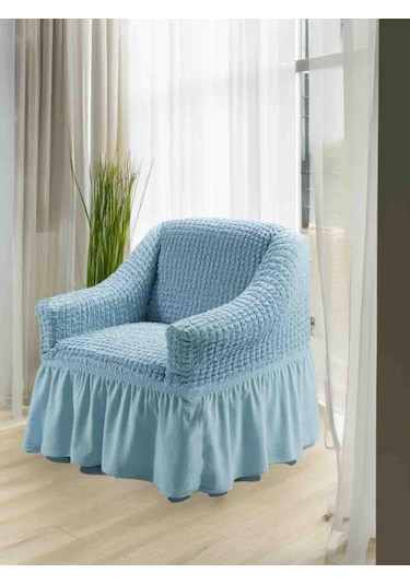 Pamuklu Tekli Koltuk Örtüsü Turkuaz