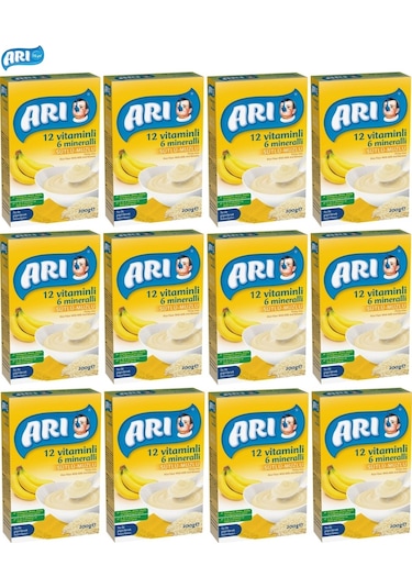 Arı Mama Pirinç Unu 200Gr Sütlü-Muzlu 12 Vitminli 6 Minarelli (12