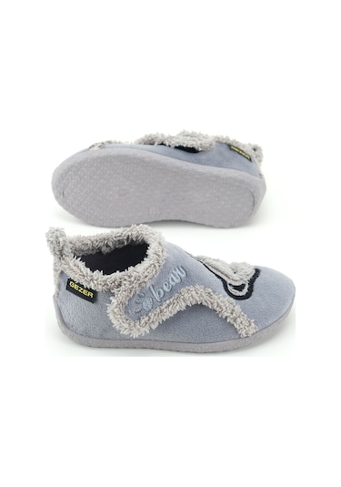 Gezer Erkek Çocuk Kışlık Pvc Rahat Taban Tek Cırt Cırtlı Ayarlanabilir Kemer Ev Okul Kreş Panduf Aya Gri