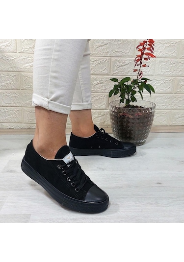 Fiyra 554 Siyah-siyah Kısa Unisex Sneaker Keten Spor Ayakkabı 001