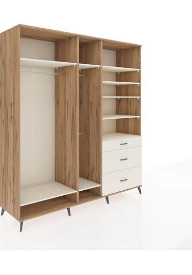 Kronos Dolap 9 Raflı 3 Çekmeceli 3 Askılı 220x59x243 Çam-aytaşı/aytaşı Aytası/aytası