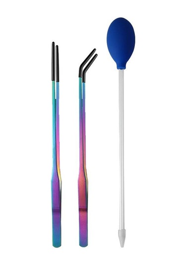 Sones Evcil Hayvan Besleme Cımbızı Sürüngen Evcil Hayvan Besleme Klipsi Aquascape Aracı, Stil: Renkli Titanyum 3 Adet