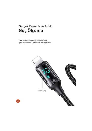 Usams Us-Sj543 Dijital Göstergeli,Çipli,Örgülü, 1.2M 2.4A Lightni