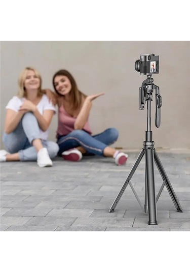 Cbtx Yesıdo Sf17 Çok Fonksiyonlu Geri Çekilebilir Metal Tripod Stand Selfie Stick Cep Telefonları Kamerası Siyah