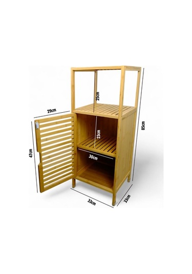 Digithome Bambu Tek Kapaklı 2 Raflı Çok Amaçlı Banyo Düzenleyici Organizer Dik Dolap Jw-23090 Kahverengi