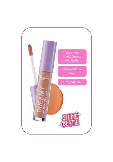 Callista Dreamy Matte Cream Lipgloss Mat Görünümlü Dudak Parlatıcısı - 207 Angelic - Nude
