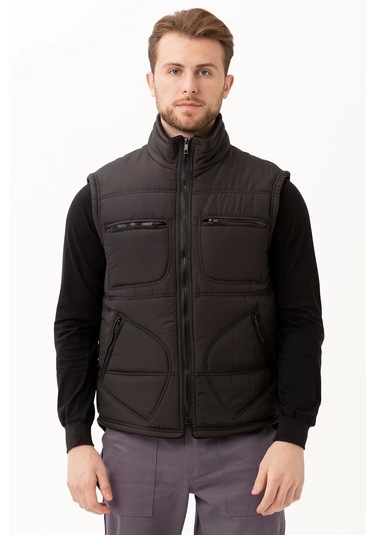 Kışlık Su Geçirmez Çok Cepli Yelek Isı Yalıtımlı Melesa İş Outdoor Suya Sıcak Tutucu Siyah