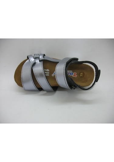 Toddler 01223 Doğal Deri Mantar Taban Füme Sandalet 21-25 Füme