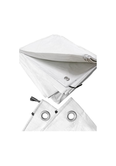 Beyaz Renk Ebatlı Branda, 12x15 Çadır 120 Gr/m2 Su Geçirmez Kamyon Saman İnşaat Gölgeleme Çadırı