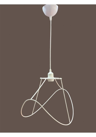 Yaprak Avize Teli , İskeleti Büyük Boy 50x32 Cm Beyaz Statik Boyalı Duy Takımı Dahil Beyaz