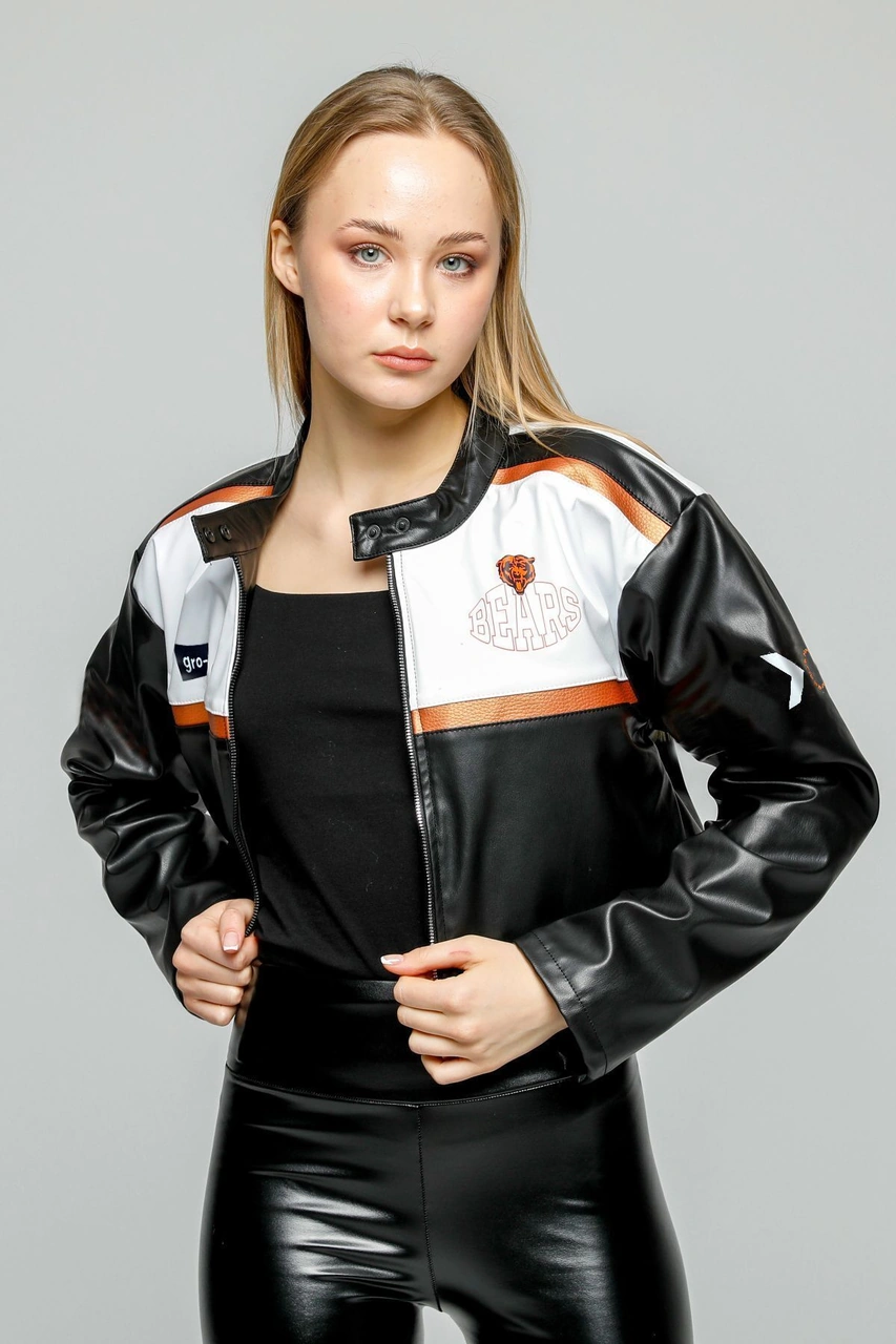 Kadın Oversize Baskılı Deri Şeritli Motorcu Montu Kısa Fermuarlı Yarışçı Ceketi Bomber Kolej Mont Oranj Kadın Oversize Baskılı Deri Şeritli Motorcu Montu Kısa Fermuarlı Yarışçı Ceketi Bomber Kolej Mont Oranj