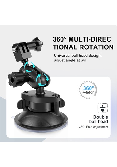 Singree Puluz Pu545b Araç Kamera Montaj Aparatı - 360 Dönebilir Çift Top Başlı Emici Askı Gopro/ınsta360 Uyumlu
