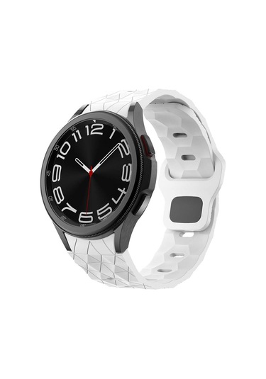 Galaxy Uyumlu Watch 6 40mm Hgea Krd-116 20mm Futbol Desenli Spor Tasarımlı Silikon Kordon-beyaz