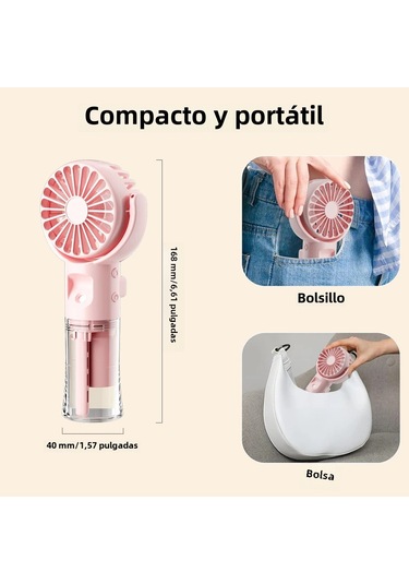 Mini El Tipi Taşınabilir Fan Usb Şarj Edilebilir Su Nemlendirici Pembe,