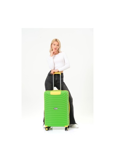 Keo-plus Yeşil-sarı Orta Boy Silikon Kırılmaz Pp Valiz Siyah
