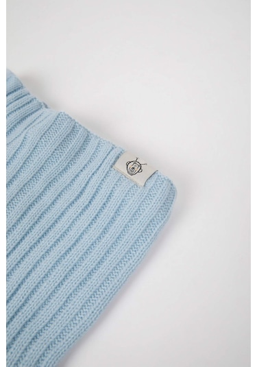 Defacto Erkek Bebek 2li Takım Etiket Baskılı İçi Polar Astarlı Boyunluk Bere C8488a524wnbe343 Mavi