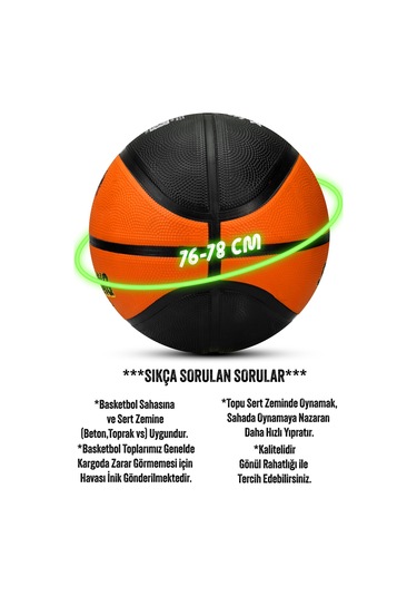 Telvesse Strong Basketbol Topu Pompalı Full Kauçuk Dayanıklı Deep Channel Kabartma No:7 B12 Turuncu