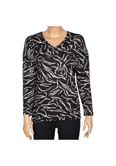 Barem Kadın Lina Büyük Beden Kışlık V Yaka Yumoş Siyah Bluz D07 Siyah