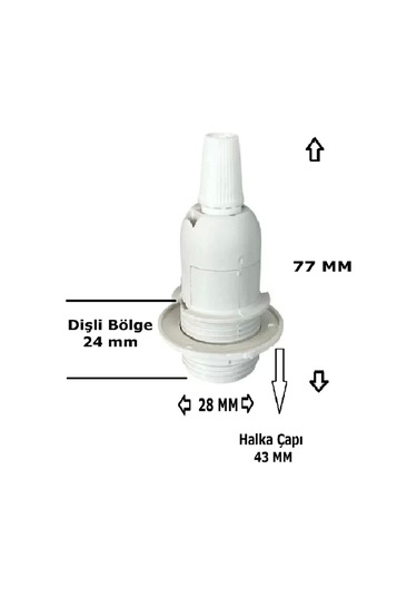 2 Metre Arapuarlı Aç Kapat Anahtar Fişli Abajur Lambader Duyu Seyyar E14 2x0,50 Beyaz