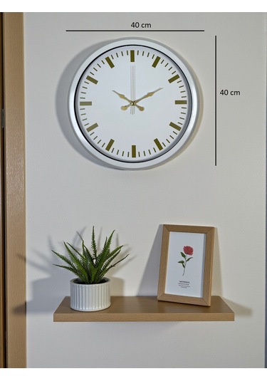 Beyaz Zarafet 40 Cm Metal Duvar Saati