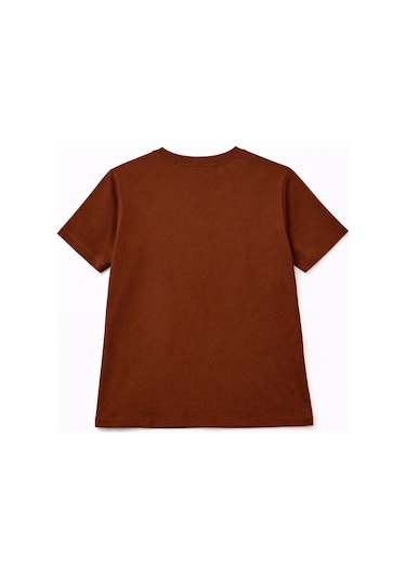 Mixray 2057 Kadın %100 Pamuk Bisiklet Yaka Taş Detaylı T-shirt Taba Taba