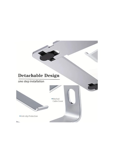 Willowhaven Gri 10-13 İnç Ayarlanabilir Alüminyum Laptop Standı Soğutucu Ped Ergonomik Masaüstü Dizüstü Bilgisayar Sehpası