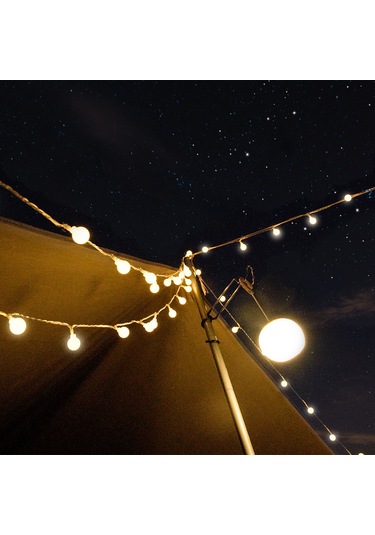 Symbee Dış Mekan Gölge Işığı: 10m 80 Led Su Geçirmez Balon Işık Zinciri, Güneş Gibi Parlak, Kamp Ve Çadır İçin Zirve Atmosfer Üç Hatlı Versiyon Diğer