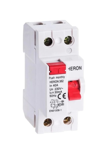 Heron 2x40a 30ma Monofaze Kaçak Akım Rölesi