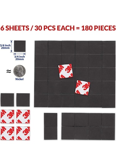 3m 90 Adet 15x15 Yapışkanlı Mıknatıs Magnet, Güçlü Çok Amaçlı Süs