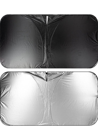 Ximistore9 Titanium Gümüş Araç Güneş Engelleyici, Evrensel Kullanım, 140x70 Cm Küçük Boy, Isı Ve Güneşten Koruma