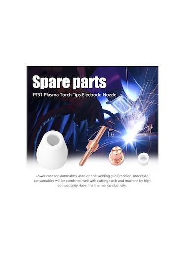 HallowPt31 Plazma Torç Uçları Elektrot Memesi 65 Adet Plazma