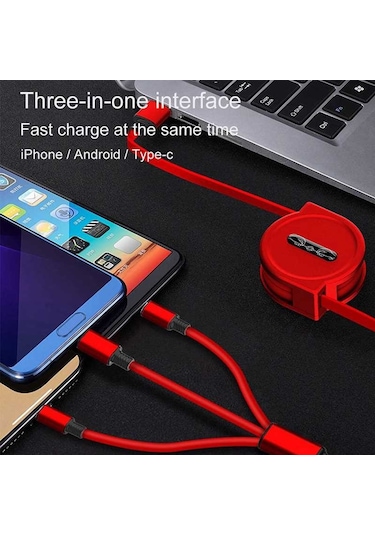Usams 3 İn 1 Usb C Hızlı Şarj Kablosu