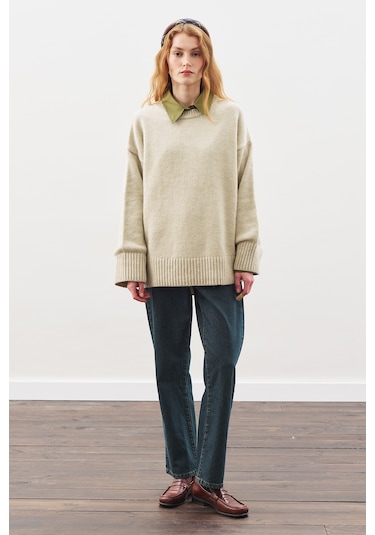 Chunky Oversıze Kazak Bej Bej