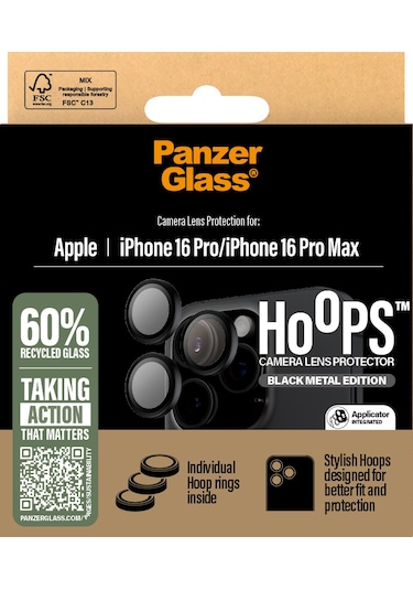 Panzerglass Hoops Apple Uyumlu iPhone 16 Pro 16 Pro Max 17 Pro Siyah Kamera Lens Koruyucu
