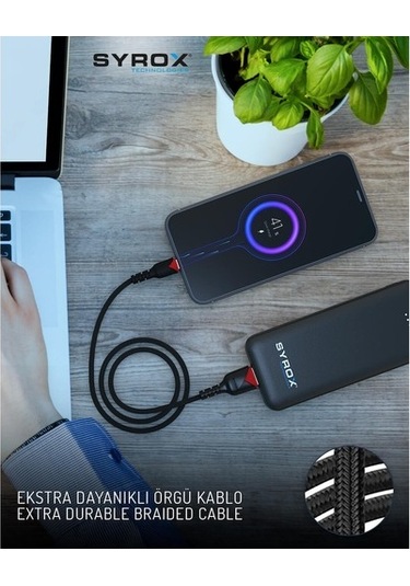 Syrox C91 Microusb Girişli 2.0A Örgü Hızlı Şarj Ve Data Kablosu (484994713)