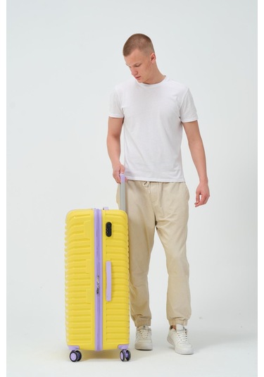 Keo-plus Sarı-lila Büyük Boy Silikon Kırılmaz Pp Valiz Sarı - Mor