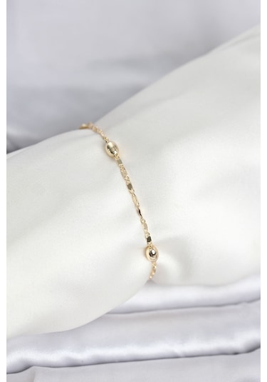 Cm 14k Gold Renk Damla Topçuk Model Kadın Bileklik Çok Renkli